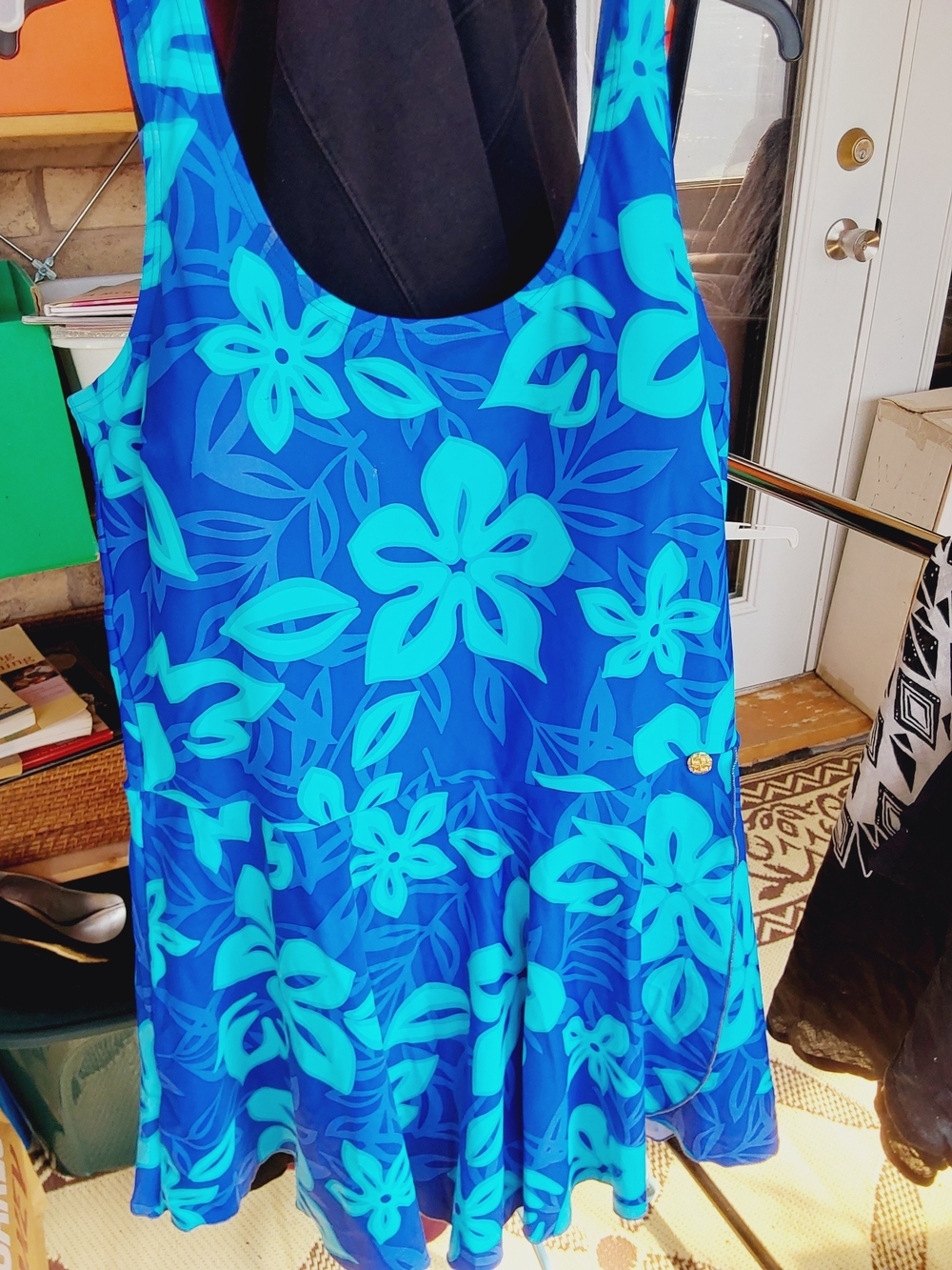 Blue Floral Swim Dress